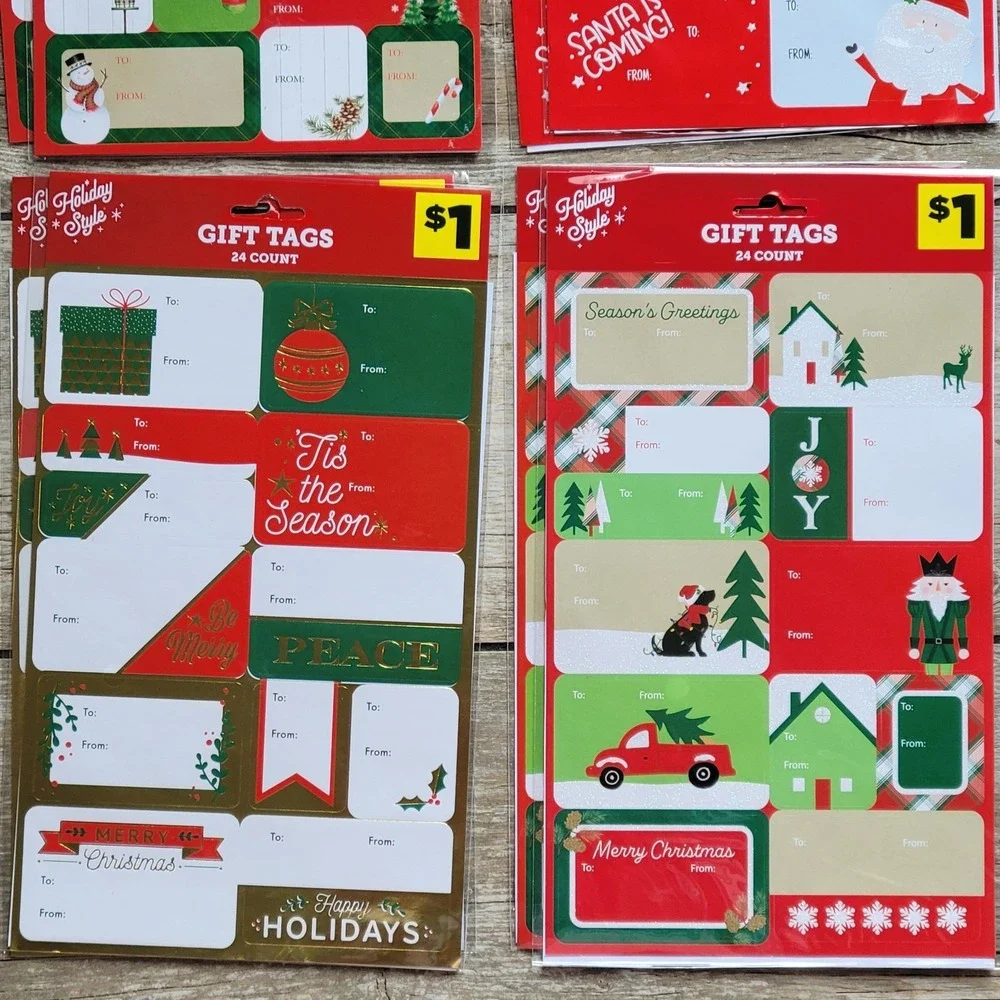 Lot Of 16 Packs Holiday Style Christmas Gift Tags 456 Total Stickers NEW